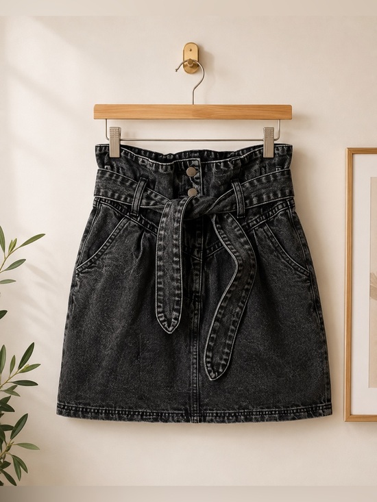 Gilli Dresses & Skirts - Gilli Ava Black Washed Paperbag Skirt